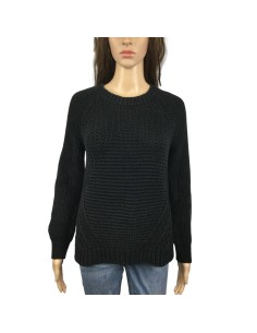Pull noir femme Esprit T36 col rond grosses mailles