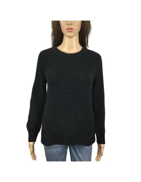 Pull noir femme Esprit T36 col rond grosses mailles
