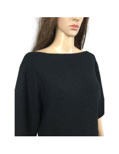 Pull noir femme grosses mailles Zamba T38 manches 3/4 2