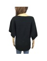 Pull noir femme grosses mailles Zamba T38 manches 3/4