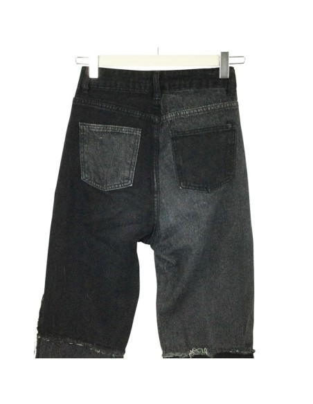 Jean large noir et gris bicolore T34