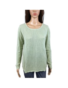Pull vert d'eau femme Monoprix T38 mailles ajourées coton