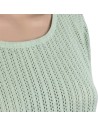 Pull vert d'eau femme Monoprix T38 mailles ajourées coton