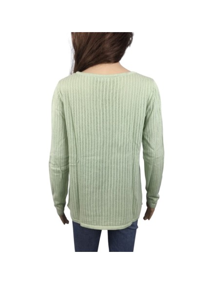 Pull vert d'eau femme Monoprix T38 mailles ajourées coton