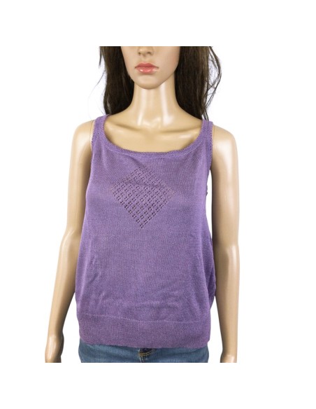 Débardeur violet maille chic T46 femme