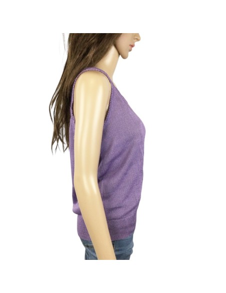 Débardeur violet maille chic T46 femme