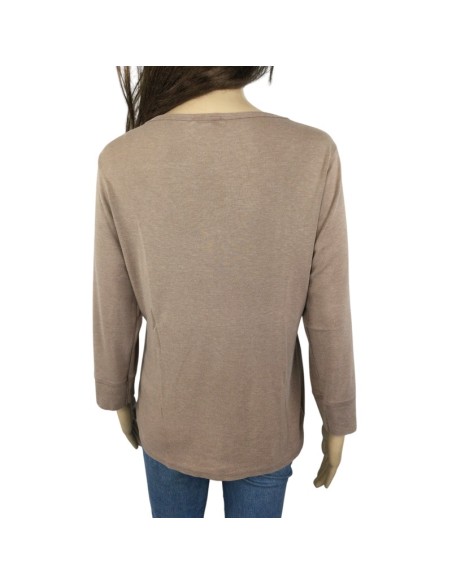 Tee-shirt marron col V T46/48 femme
