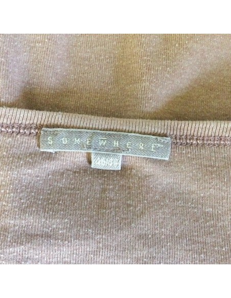 Tee-shirt marron col V T46/48 femme
