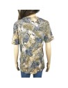 Tee-shirt noir ocre femme T38 motifs savane