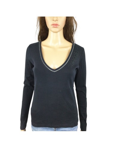 Tee-shirt Esprit bleu marine T40 avec strass Tee-shirt Esprit bleu marine T40 avec strass
