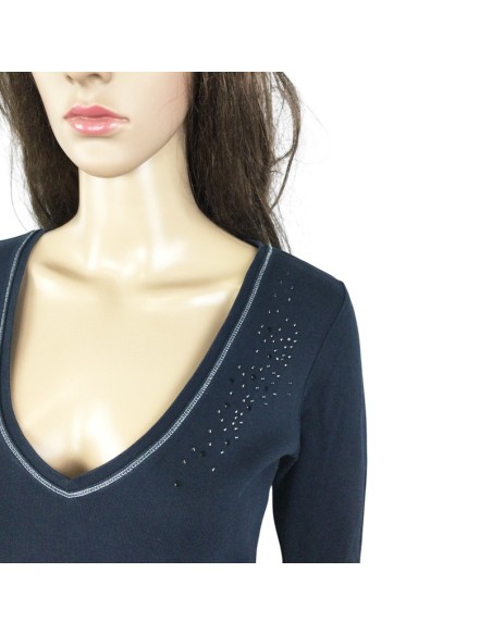 Tee-shirt Esprit bleu marine T40 avec strass